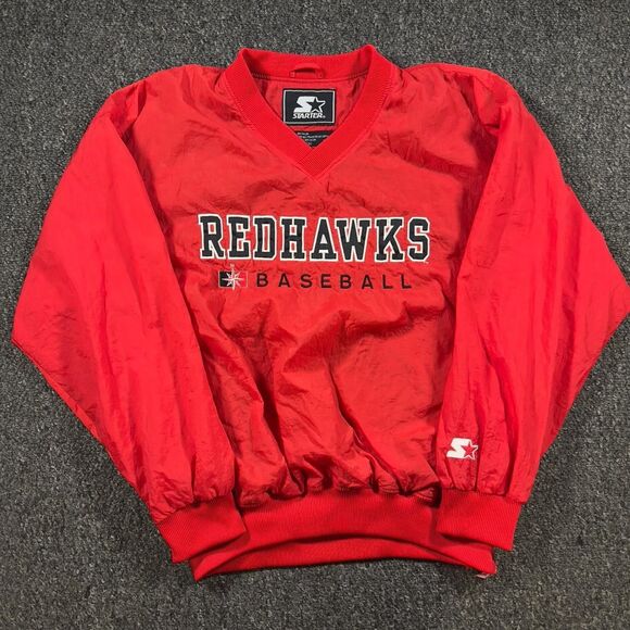 Starter RedHawks Baseball Pullover Jacket Men’s Large Red Nylon Windbreaker - Picture 1 of 8